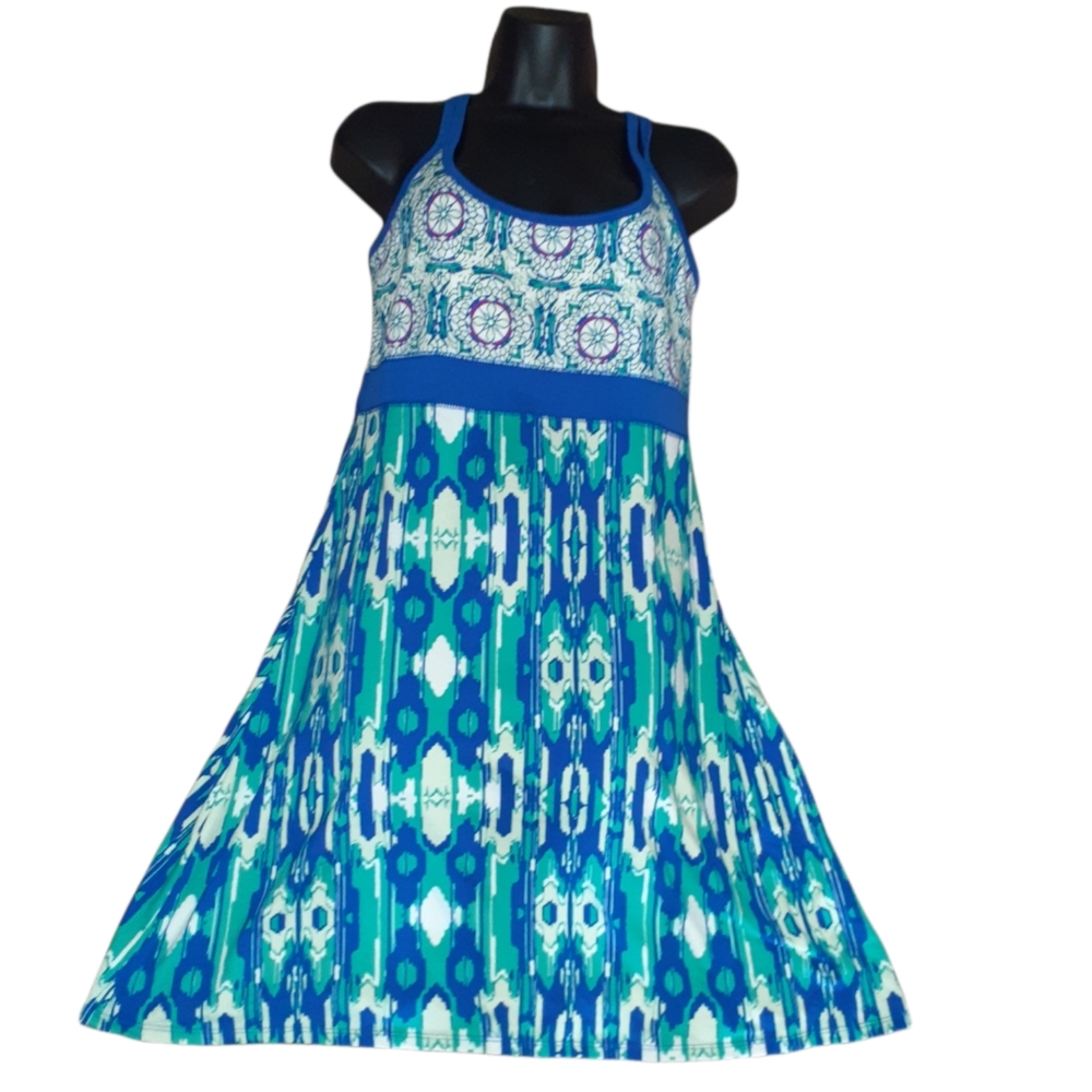 lola Blue and Teal Printed Midi Dress
